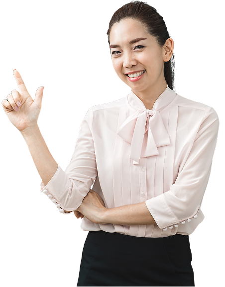 woman pointing to the left